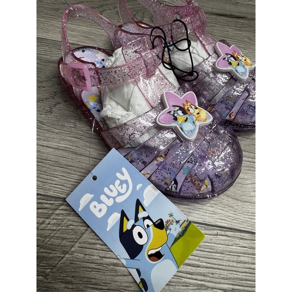 Girls Kids Bluey Purple glitter Gel Ground Up Sandals. Size 8 ~ NWT - Picture 2 of 4